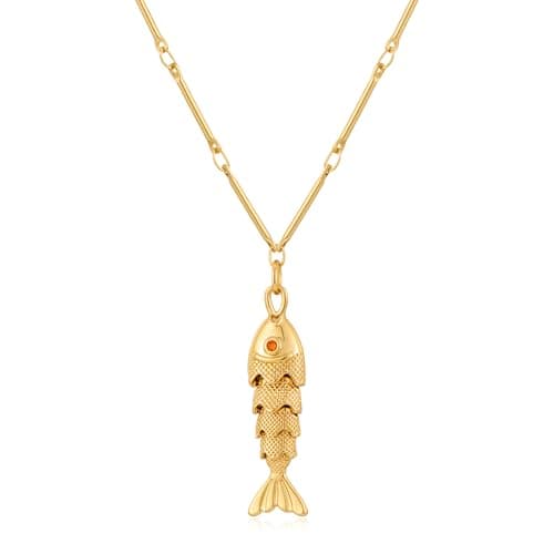MIJENITI Gold Fish Dangle Necklace for Women Trendy Fish Drop Necklace Beach Dainty Hypoallergenic Jewelry - Image 1