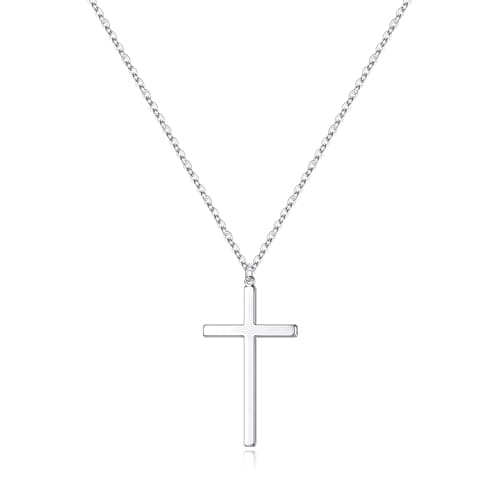 M MOOHAM Cross Necklace for Women, Silver Cross Pendant Necklace for Women - Image 1
