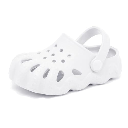 AOVOG Toddler Girls Boys Clogs Cute Garden Shoes Slip On Shower Slide Sandals Beach Kids Water Shoes White - Image 1