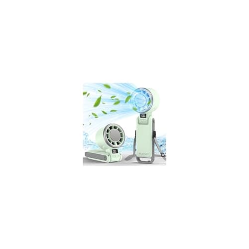 PlayHot Upgraded Portable Handheld Fan with 60°F Ice Cooling, Up tp 12Hrs Hand Held Portables Fans, 5 Speed 25550RPM Powerful Portable Fan Handheld, Hand/Neck/Desk Fan 3 IN 1(Green) - Image 1