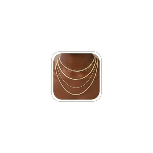 TOPERLADY 4Pcs Layered Gold Necklaces for Women Trendy - Layering Choker Necklace Stack Chunky 14k Gold Plated Herringbone/Snake/Rope/Box/Cuban Chain for Women Necklaces Jewelry Set Gifts (4PCS-Gold) - Image 1