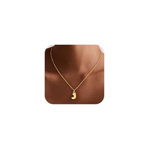 Decholly Initial Necklaces for Women - Gold Letter J Bubble Initial Necklace Dainty Personalized Name Necklace Gold Necklaces for Women Jewelry Trendy - Image 1