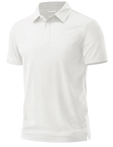 Cotrasen Polo Shirts for Men Cotton Short Sleeve Pique Button Collared T-Shirts Classic Fit Moisture Wicking Golf Shirts White XL - Image 1