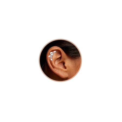 Giftigrade 925 Sterling Silver Post Cartilage Earrings for Women Hypoallergenic - Helix Tragus Conch Piercing Jewelry Flat Back Stud Earring for Sensitive leaf Ears Climbers Earrings for Women 20G - Image 1