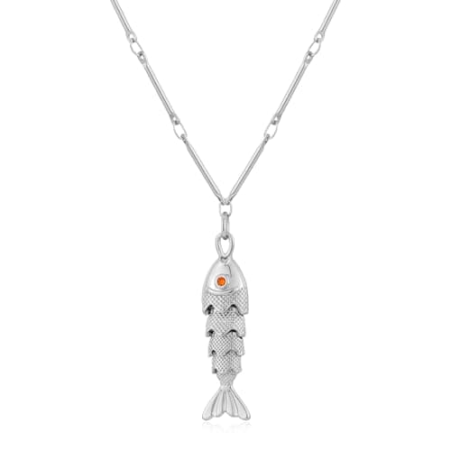 MIJENITI Silver Fish Pendant Necklace for Women Cute Dainty Beach Fish Drop Necklaces Charm Jewelry - Image 1