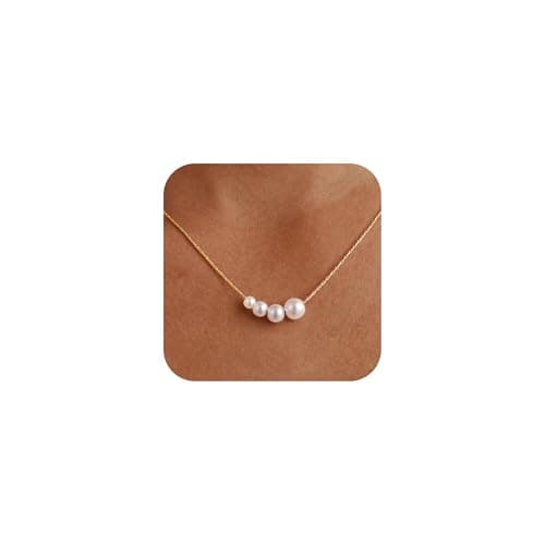 Rcidan Pearl Necklaces,Silver Daisy Birthday Gifts 4 Pearls White Necklace as Prom Bridesmaid Jewelry gifts,Daisy Pearls Choker for Women's Pearl Strand Necklaces as Silver and Gold Choker for Teens - Image 1