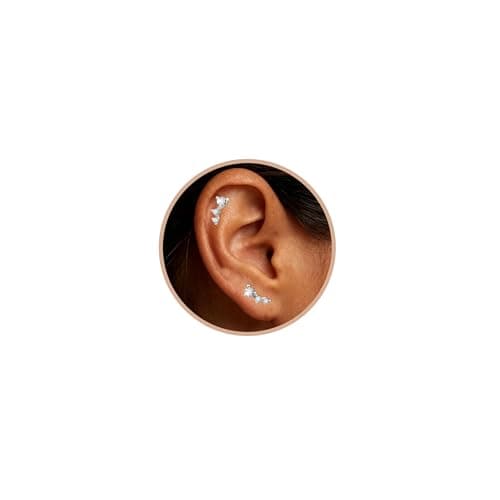 Giftigrade Silver Cartilage Earrings for Women Hypoallergenic - 925 Sterling Silver Post Helix Tragus Conch Piercing Jewelry Flat Back Stud Earring for Sensitive Ears Climbers Earrings for Women 20G - Image 1