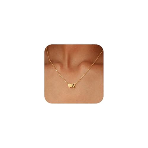 BAYLAY Heart Initial Necklaces for Women Girls - 18K Gold Plated Letter F Initial Necklace Heart Necklace Dainty Gold Initial Necklaces for Women Teen Girl Gifts Trendy Stuff Gold Jewelry Gifts - Image 1