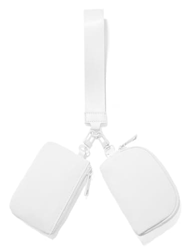 Viverte Mini Zip Around Wristlet Wallets for Women Small Portable Coin Purse Dual Pouch Keychain Wristlet Gifts for Women Travel Sports Outdoors (White) - Image 1