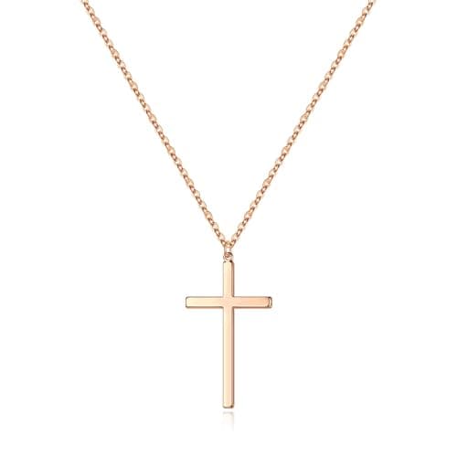 M MOOHAM Cross Pendant Necklace for Women Girls, Rose Gold Cross Necklace for Women - Image 1