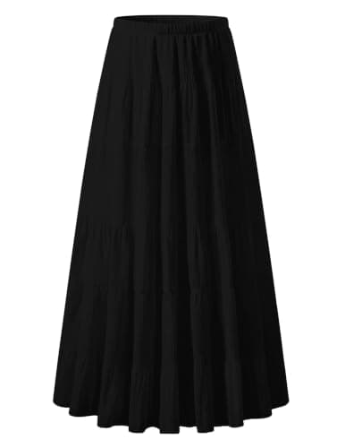 Zeagoo Women's Black Skirts Chiffon Skirt Casual Long Maxi Elastic High Waist Skirt with Pockets Black XL - Image 1