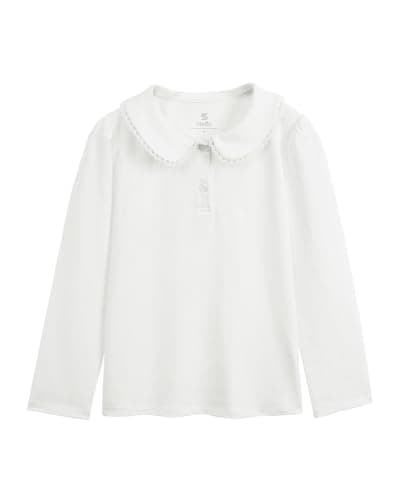 Stelle Girls Long Sleeve Polo Shirts School Uniform Tops White 4-5 Years - Image 1