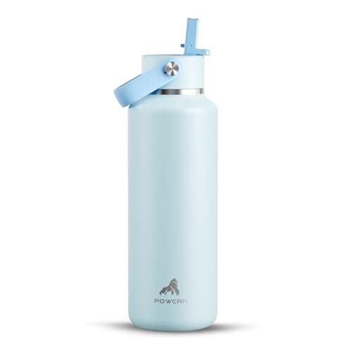 POWCAN 18 oz Insulated Water Bottle: Leakproof, Keep Cold 24H, BPA-Free, Top Handle, Stainless Steel Water Bottle with Straw for Travel, School, Outdoors, Camping, Sport, Gift for Kids (Sea Breeze) - Image 1