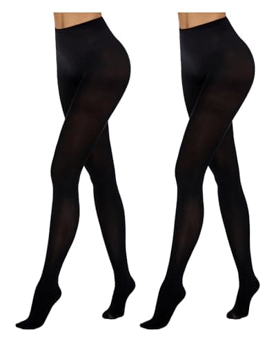 Luxdovi Women Soft 80 Denier Tights Semi Opaque High Waist Under Dress Stockings Solid Color Pantyhose (Black, M-L, 2 Pack) - Image 1