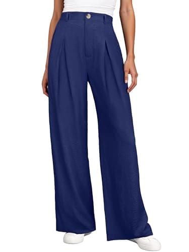ANRABESS Women Wide Leg Dress Pants 2026 Summer High Waisted Business Casual Work Trousers Dressy Office Palazzo Pants Slacks Deep Blue Medium - Image 1
