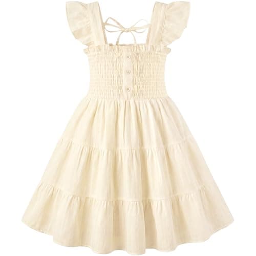 HONGTEYA Toddler Girl Dress Ruffle Sleeveless Princess Dresses, Summer Dress Beach Sundress (US, Age, 3 Years, 4 Years, Pure Yellow) - Image 1