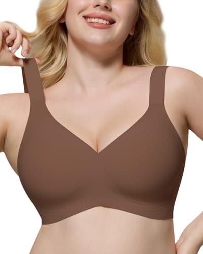 HORISUN Womens Bra No Underwire Wireless Seamless High Support Push Up Comfortable Full Coverage Lift Bra (Coffee Color X-Large Plus) - Image 1