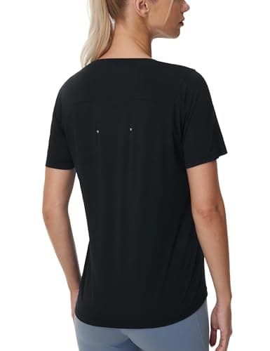 THE GYM PEOPLE Womens Short Sleeve Workout T-Shirts Stretchy Lightweight Crewneck Athletic Running Lounge Tee Tops Black - Image 1