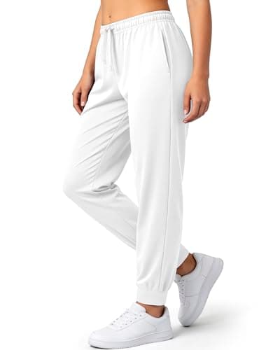 Othedrich Womens Joggers with Pockets Loose Fit Sweatpants, Lightweight Athletic Lounge Pants for Workout Running Yoga Travel White - Image 1