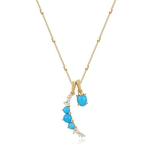 MTMY Gold Moon Pendant Necklace for Women,14K Gold Plated Dainty Chain Crescent Moon Sun Star Necklace Jewelry (tur moon) - Image 1