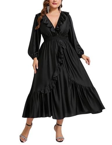 EYWOL Plus Size Cocktail Dress - Formal Gowns and Evening Dresses - Classy Spring Wedding Guest Dress - Empire Waist Mother of The Bride Dresses Black - Image 1