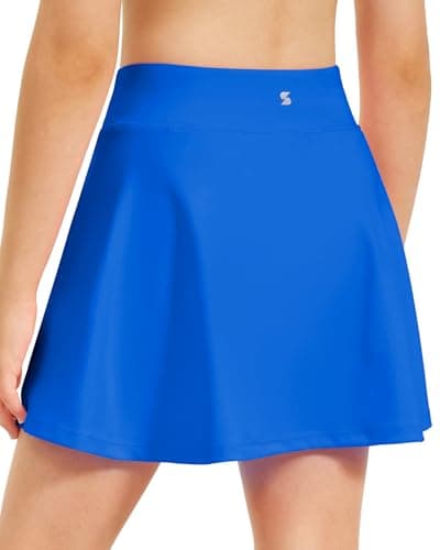 Stelle Girls Tennis Skirts with Pockets Athletic Skorts Inner Shorts High Waisted Sports Golf Running Skirt(Sapphire,L) - Image 1