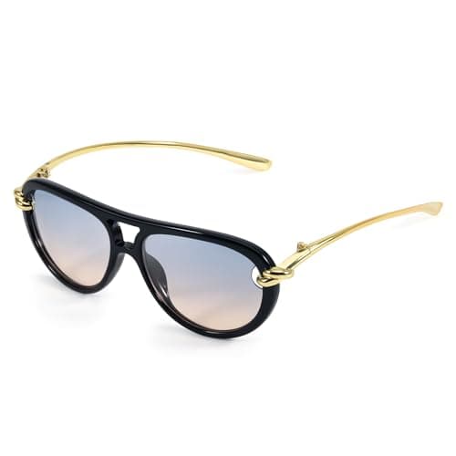 DreamCalf Oversized Aviator Sunglasses for Women with Gold Temples Trendy Large Big Double Bridge 2026 Designer Ladies Shades - Image 1