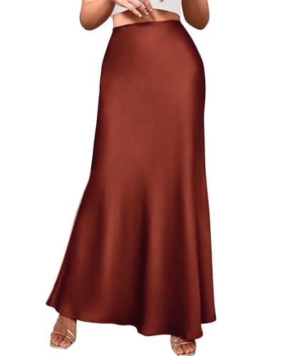 BTFBM Womens Fall Skirts 2025 Business Casual Clothes High Waisted Cocktail Party Wedding Guest Mermaid Maxi Skirt(Brown, Medium) - Image 1
