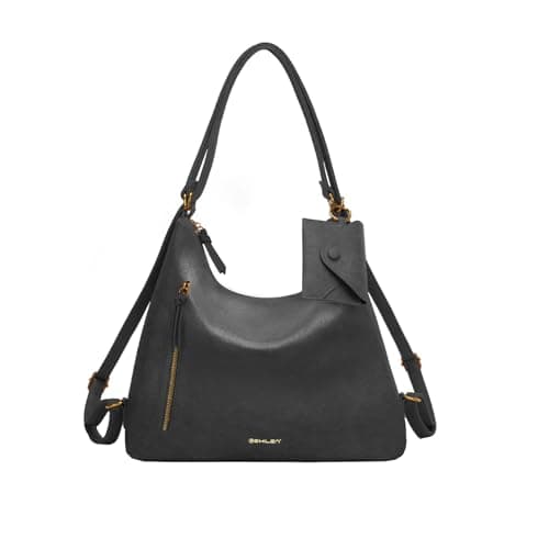 Women Hobo Bag Faux Leather Tote Handbags, Black - Image 1