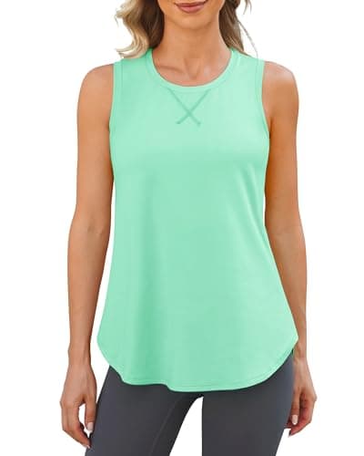 G4Free Sleeveless Workout Shirts Women Loose Athletic Long Tank Lightweight Gym Activewear Summer Yoga Pilates Tops (Mint,XXL) - Image 1
