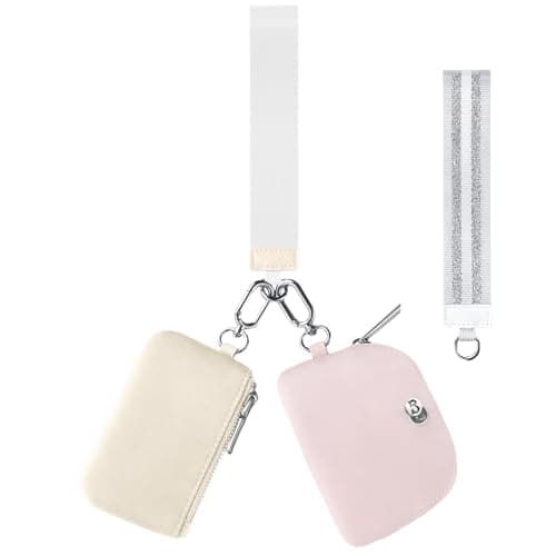 Mini Zip Around Dual Pouch Wristlet With 2 Straps Wristlet Keychain Wallet for Women Coin Purse Small Cute for Teen Girl - Image 1