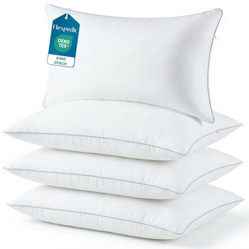 Adjustable Bed Pillows for Sleeping - Soft Pillows Standard Szie Set of 4, Fluffy Down Alternative Fill, Zippered Hotel Quality Pillows with Gray Piping, 110GSM Premium Cover, CertiPUR-US - Image 1