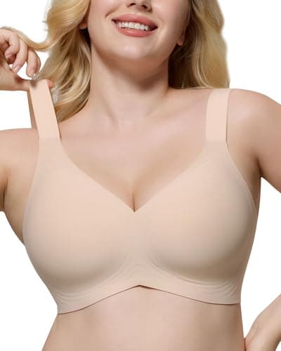 HORISUN Jelly Support Bra for Women, Wireless No Underwire Seamless T Shirt Bra, Wirefree Lift Full Coverage Push Up (Dark Skin Large Plus) - Image 1