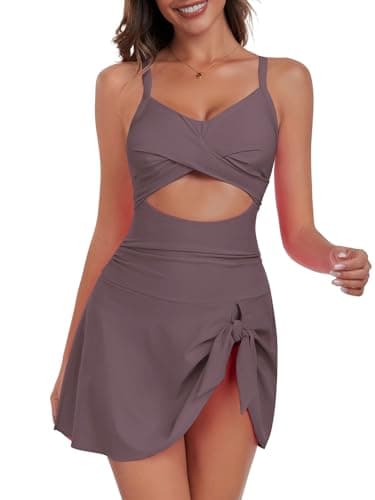 ZAFUL Women One Piece Swimsuit Modest Tummy Control Bathing Suit Over 50 Swim Dress Swimwear Push Up V Neck Swim Suits 2025 Black Color Block S - Image 1