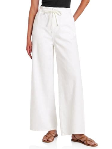 Flowyair Women Drawstring Wide Leg Jeans Ruffle High Waisted Denim Pants - Image 1