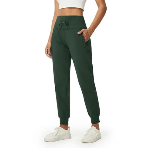 M MAELREG Fleece Lined Sweatpants Women High Waisted with Pockets Lightweight Quick Dry Athletic Joggers for Women Forest Green - Image 1