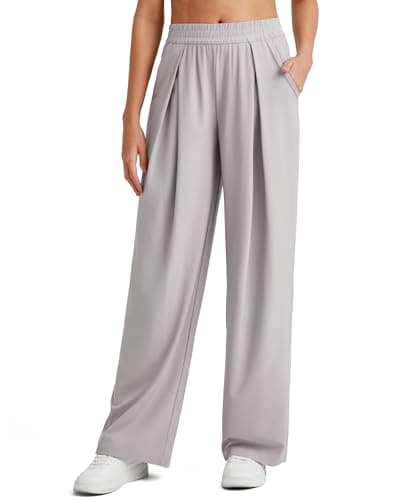 G4Free Wide Leg Lounge Pants Womens Baggy Casual Pants Daily Wear Work Summer Quick Dry(Chrim Gray,S,27") - Image 1