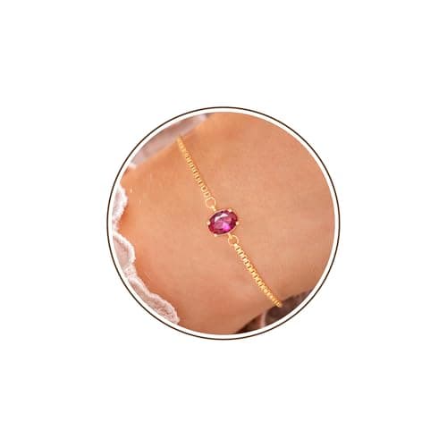 Sistble July Birthday Gifts for Women, Birthstone Bracelet for Women Teen Gifts Trendy Stuff Gold Plated Oval Stone Bracelets Dainty Ruby Jewelry 16th 21st Birthday Gift for Her - Image 1