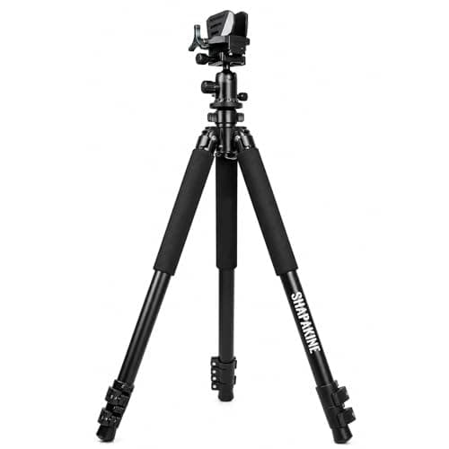 Shapakine 61” Aluminum Shooting Tripod with 360° Ball Head & Weight Hook – Arca-Swiss Rifle Saddle Clamp for Hunting, Heavy Duty Gun Rest w/Compass & Bubble Level (Prone to Standing) - Image 1