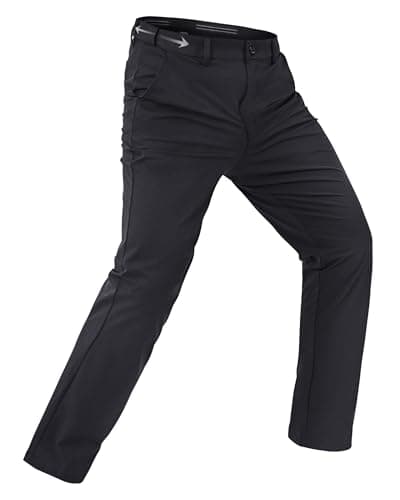 Rapoo Golf Pants Men Clasic Casual Work Stretch Elastic Waist Relaxed Slim Fit Mens Dress Pants 30" Quick Dry Lightweight Waterproof Slacks Business Trousers Black,40Wx30L - Image 1