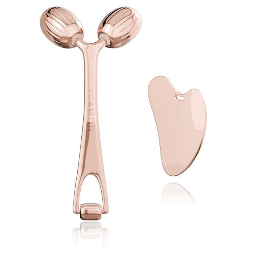 Yeamon Gua Sha Facial Tools and Face Roller Set, Facial Massage Tool for Women’s Skincare Routine,Cooling Stainless Steel Face Sculpting Eyes Roller Guasha for Daily Use or Self-Care Gift for Women - Image 1