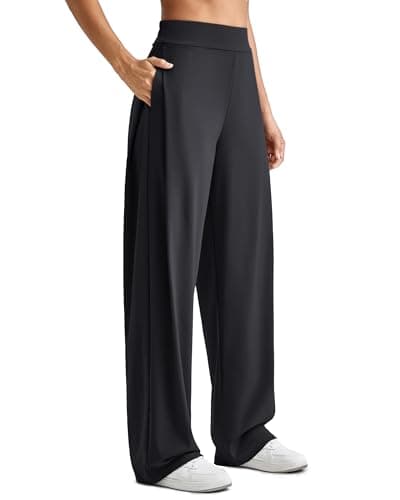 G4Free Wide Leg Work Pants Women Workout Trousers Business Dress Pants with Pockets Daily Work Office Black - Image 1