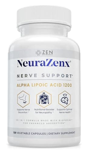 Zen Nutrients NeuraZenX Nerve Support & Peripheral Neuropathy Support Supplement with 1200mg Alpha Lipoic Acid (ALA), Benfotiamine, L-Carnitine, and Turmeric - Image 1