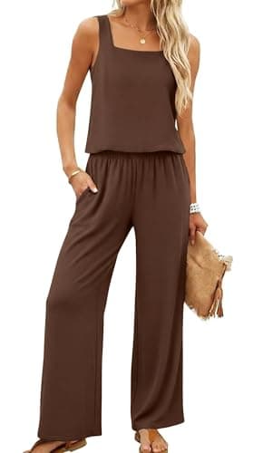 Lepunuo Two Piece Sets for Women Summer Square Neck Sleeveless Crop Top Wide Leg Pants Business Casual Travel Outfits - Image 1