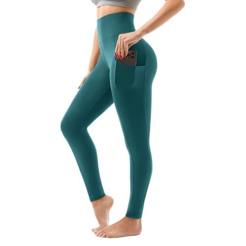SINOPHANT High Waisted Leggings with Pockets Women, Full Length Capri Buttery Soft Stretchy Yoga Pants(Full Teal,L-XL) - Image 1