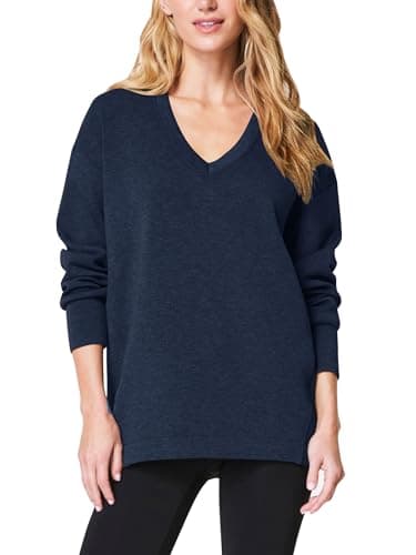 COCOMARTS Womens V Neck Sweatshirts Long Sleeve Casual Shirts Pullover Comfy Tunic Tops 2025 Fall Fashion Outfits Clothes Navy Blue Large - Image 1