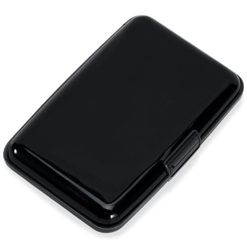 Mayski Credit Card Holder, RFID Blocking, Aluminum Alloy Hard Case, Small Mini Business Metal Wallet for Women Men, Black - Image 1