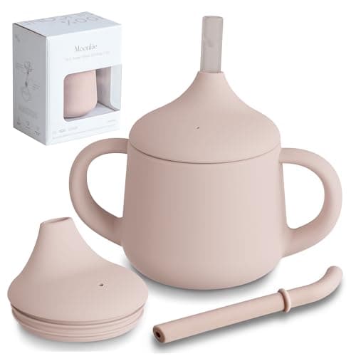 Moonkie Silicone Baby Sippy Cups | 3 Stages Training Cup Straw Cup for Infants Toddlers and Kid | 4 oz 1Pack - Image 1