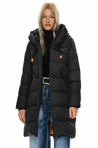 Orolay Women's Thickened Winter Down Coat Hooded Puffer Jacket Black XS - Image 1