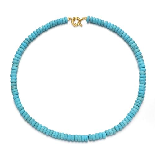 chorfla Beaded Gemstone Necklaces for Women, Bohemian Colored Choker Natural Stone Bead Decoration Summer Beach Handmade Jewelry Necklace